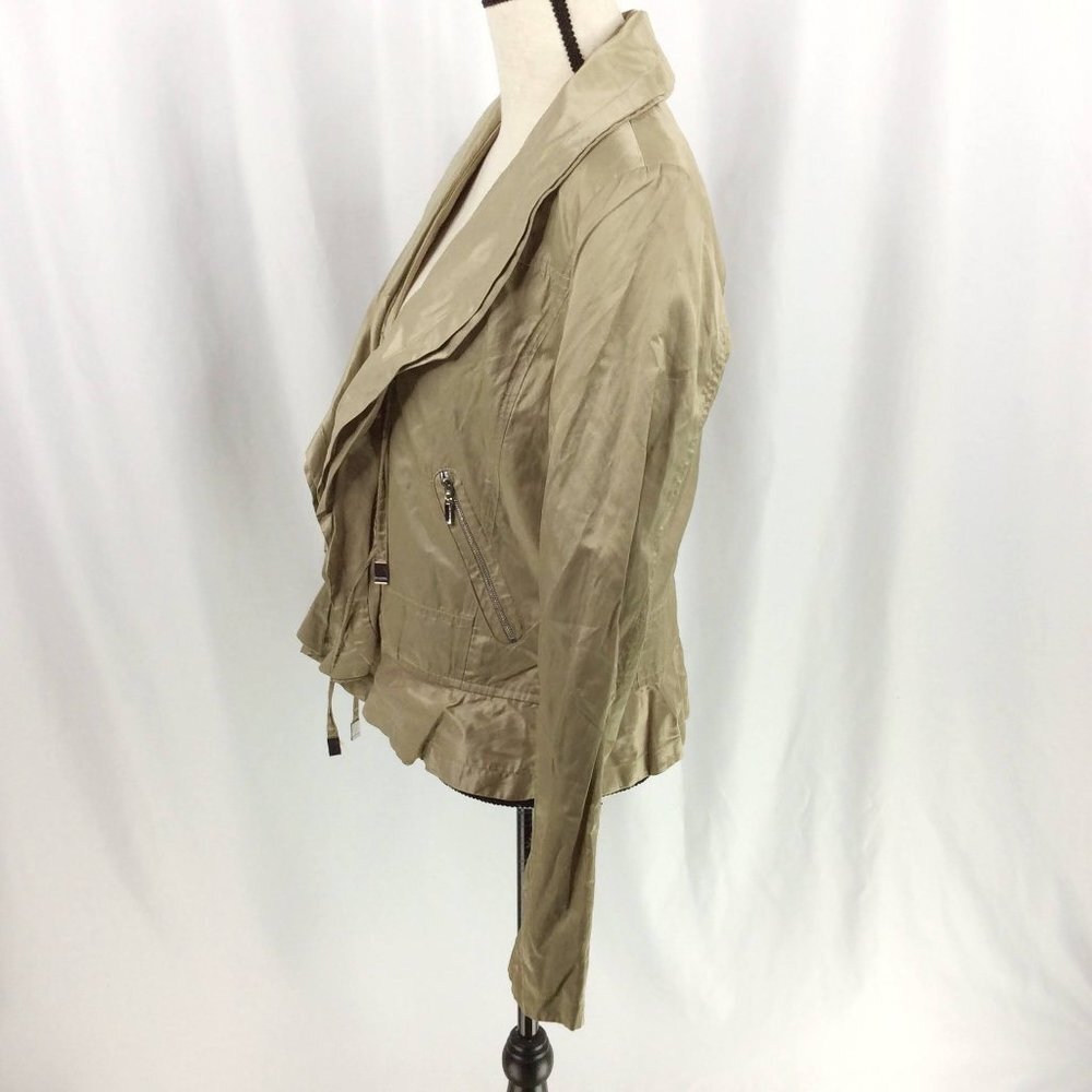 Greenstone Jacket Womens Size 40 UK 6/8 US Gold Beige Ruffle V-Neck DAMAGED - Picture 4 of 13